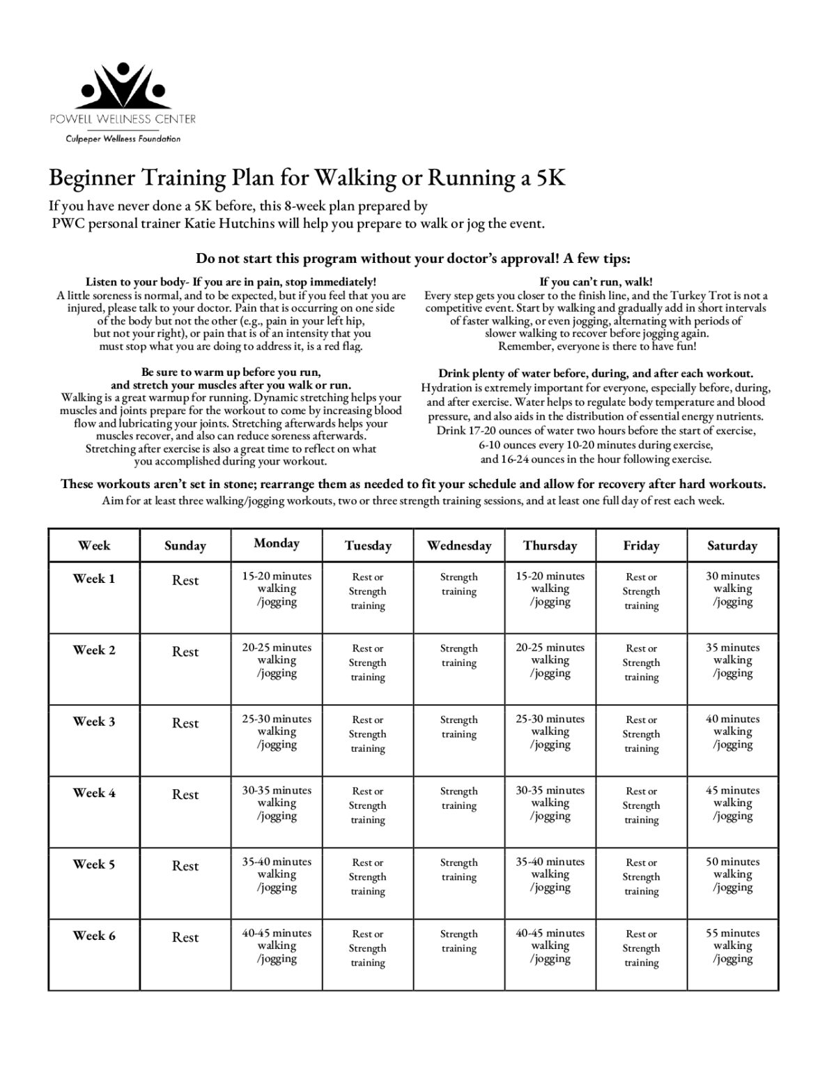 Training tip: Beginner training plan for walking or running a 5K ...